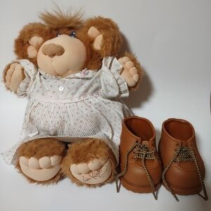 Vintage Furskins Teddy Bear Xavier Roberts Floral Dress Boots